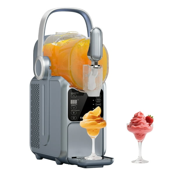 Slushie Machine 101oz No Ice Needed, Slushy Machine for Home with Portable Handle-Yellow, Frozen Drink Machine with 5 Preset Programs for Margaritas, Frappés, Milk Shake and More, LED Display