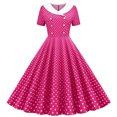 thumbnail image 1 of Dvprdro Robe de Bal pour Invité de Mariage Femme Mode Vintage à Manches Courtes Imprimé Polka Ligne Évasée Cocktail Fête Midi, 1 of 5