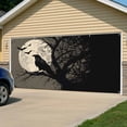 thumbnail image 5 of Halloween Garage Door Cover Banner 7 x 16 FT, Horror Bat Crow Full Moon Beige Black Garage Door Curtains Backdrop with Grommets for Indoor Outdoor Wall Party Porch Yard Decorations Background, 5 of 9