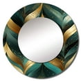 thumbnail image 2 of Designart "Emerald Gold Chevron Illusion" Abstract Round Mirror Wall Decor Glam - Large Gold Round Bathroom Mirror - Round Mirror - 23" x 23", 2 of 6