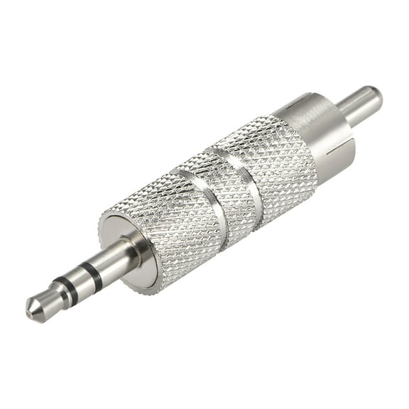 Uxcell 2.01''x 0.39'' Male to Female Connector Stereo Adapter Coupler Converter Zinc Alloy Silver Tone 1pcs