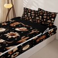 thumbnail image 3 of Homewish Vintage Cowboy Boots Zipper Full Size Comforter Sets with Fitted Sheet and 2 Pillowcases,Retro Floral Cactus Zipper Bedding Set,Black Brown,Black Reversible,4pcs, 3 of 8
