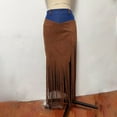 thumbnail image 5 of ZOELNIC Women's Boho Maxi Skirt Patchwork High Slit Fringe Hem Tassel Western Skirt, S, 5 of 5