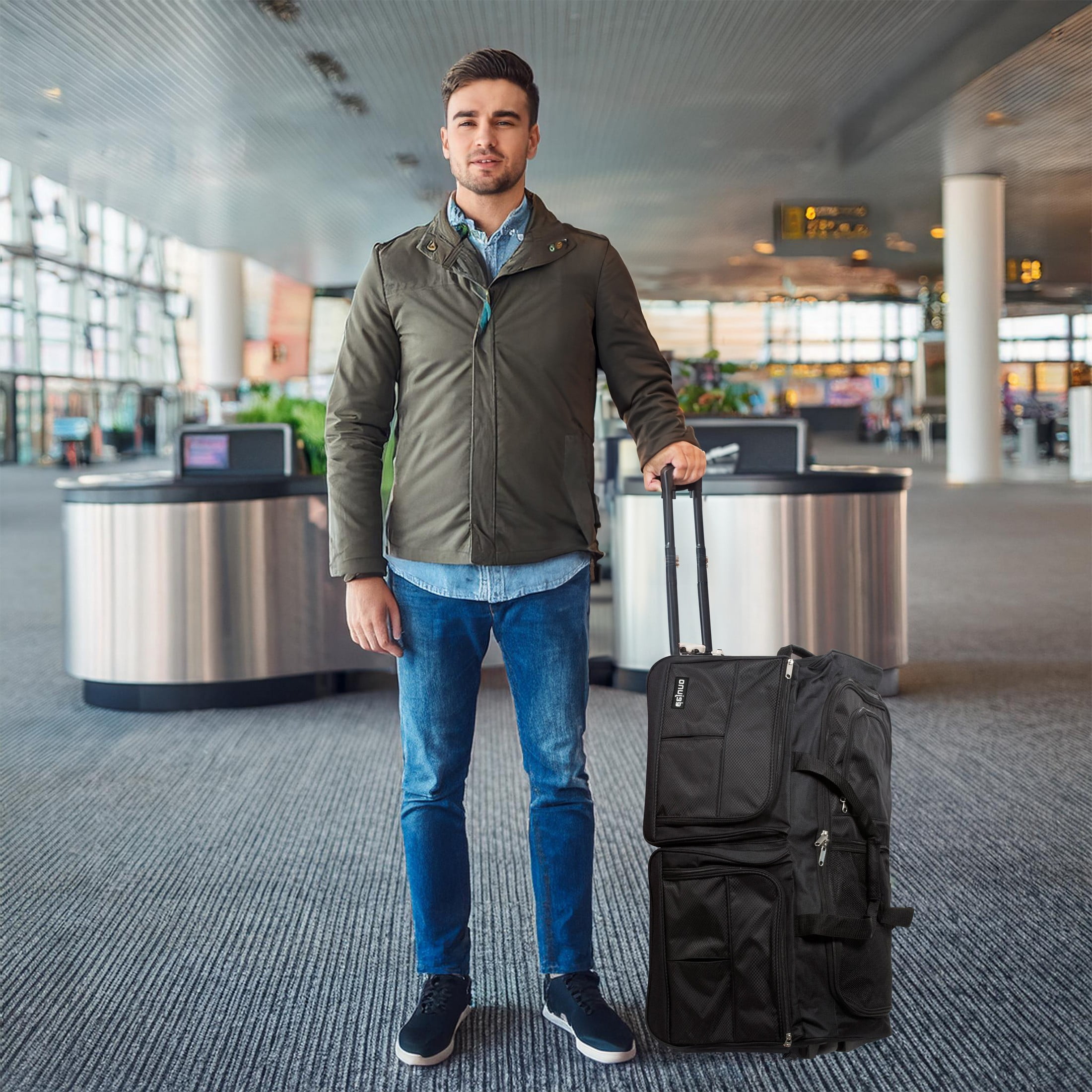 Hipack 28-Inch Heavy Duty Rolling Duffle Bag - Black