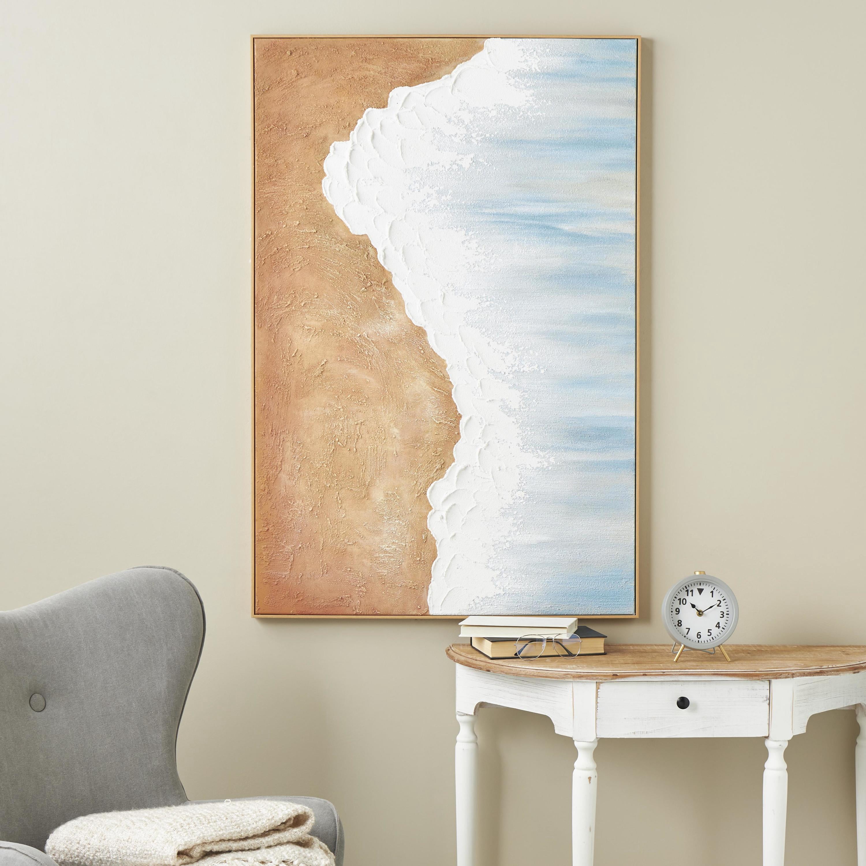 32" x 47" Abstract Ocean Wave Landscape Framed Wall Art, by DecMode
