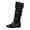 Black, variant on POROPL Winter Boots for Women Mid-Calf Fashion Casual Knee-High Flat Heel Boots