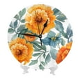 thumbnail image 2 of Round Wall Clock Orange Marigold And Green Leaves Printed Decorative & Creative Dual-Purpose Clocks Battery Operated For Home/Office/Classroom/School Clock, 2 of 7