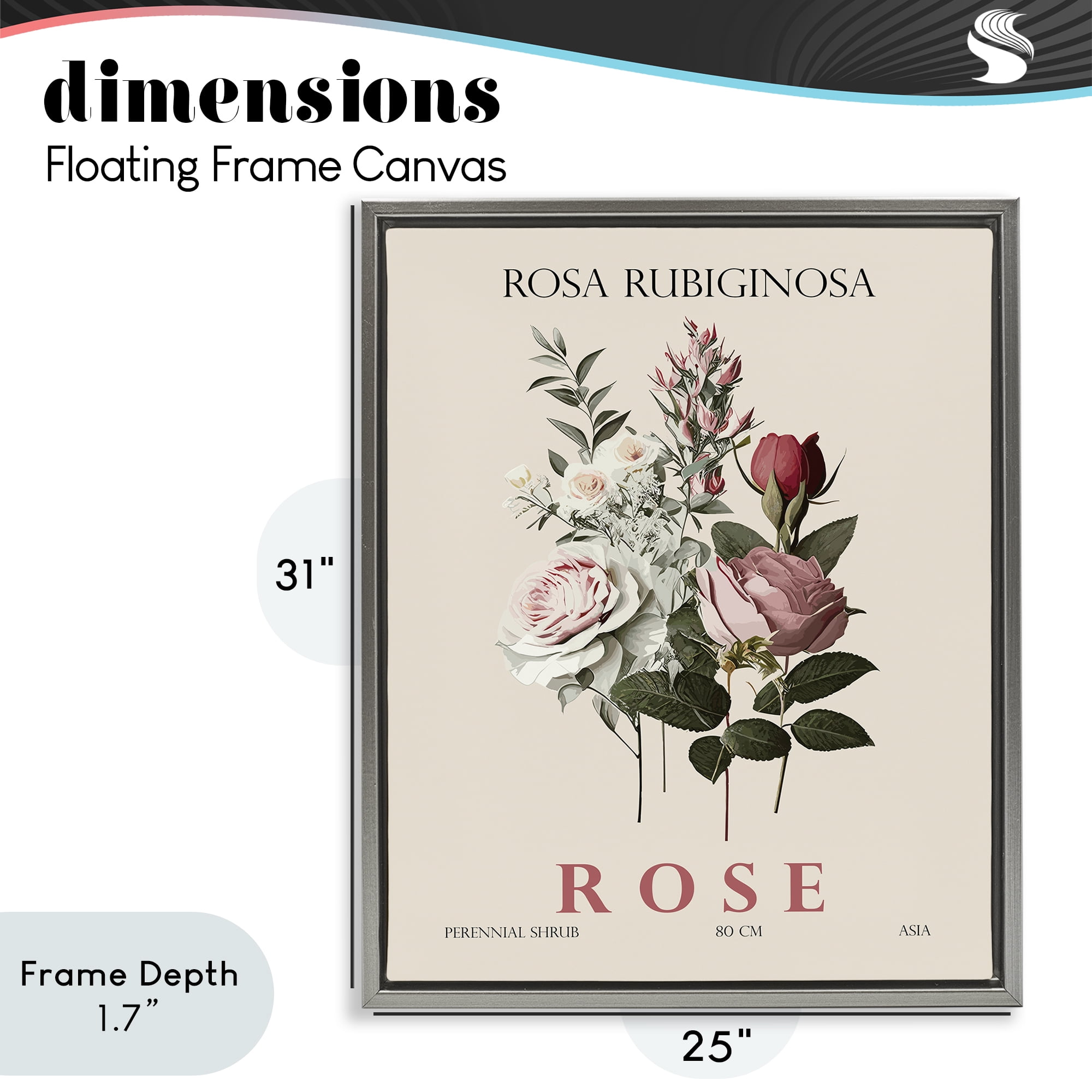 Stupell Industries Natural Rose Bundle Gray Framed Floater Canvas Wall Art, design by Christopher Giampietro