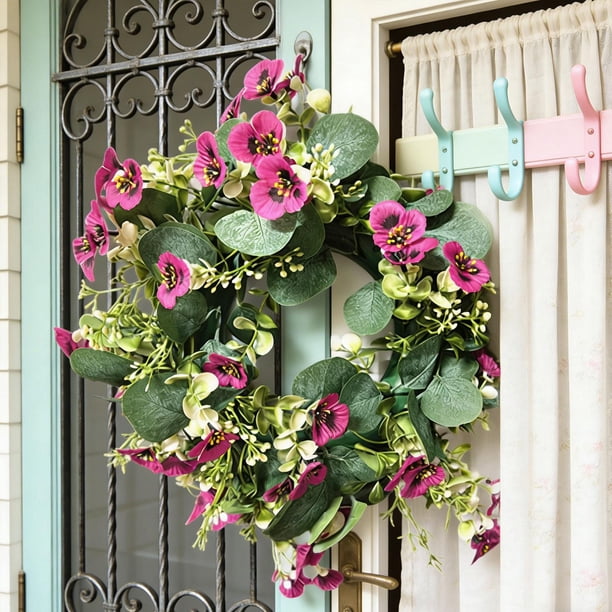 Coronas para puerta de entrada, coronas florales artificiales para puerta, para interior y exterior, de artificial, para decoración de pared, Corona de orquídeas rosas
