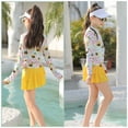 thumbnail image 4 of Lanbubble Girls Long Sleeve Rash Guard Swimsuit Set Kids 2-Piece Tankini UPF 50+ Swimwear with Skort Side 5-6 Years, 4 of 7