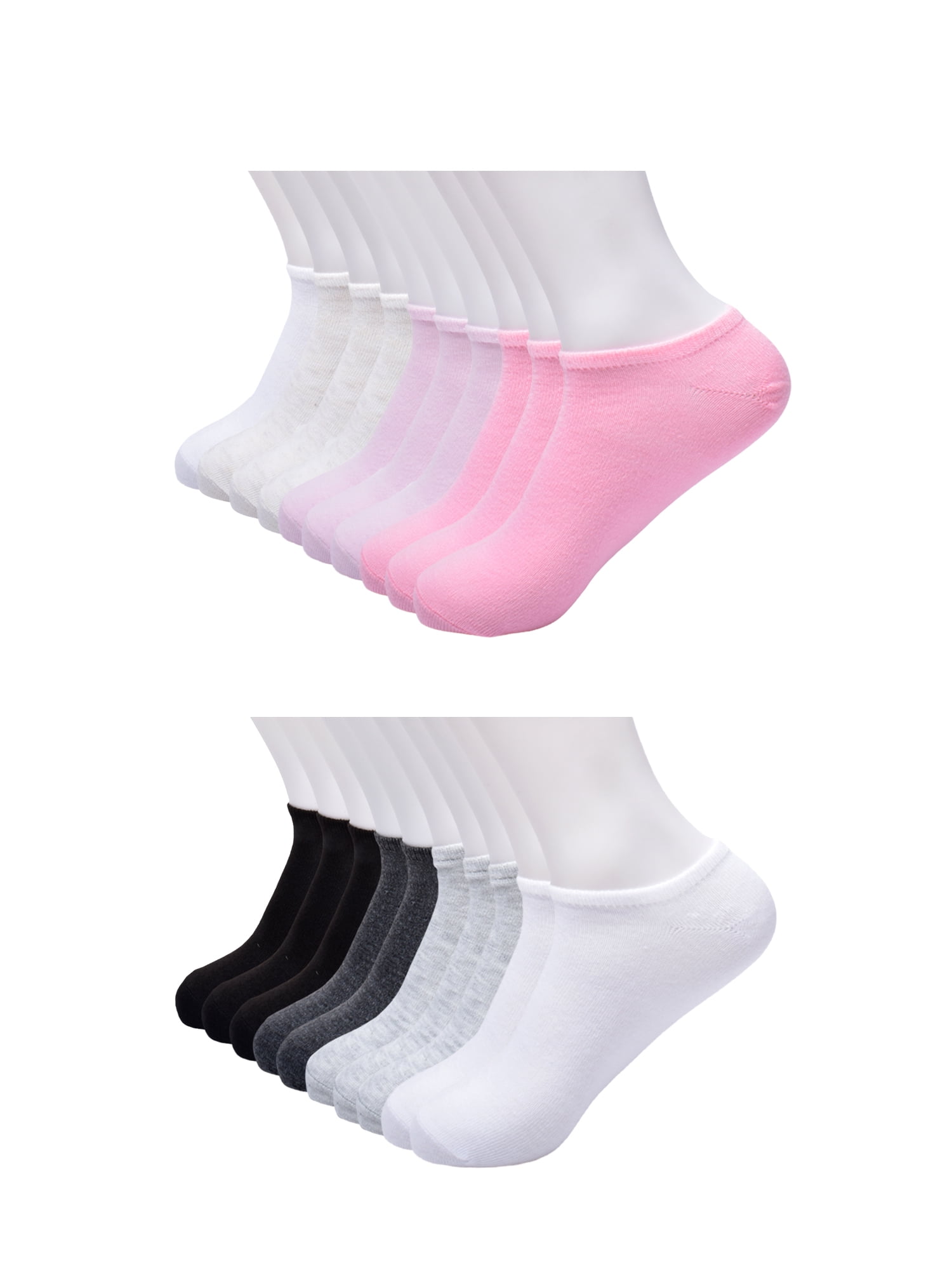 No Boundaries Womens Low-Cut Socks, 20-Pack, Shoe Size 4-10