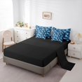 thumbnail image 5 of Feelyou Splash Cartoon Shark Bedding Comforter Set for Boys Girls, Ocean Marine Wildlife Queen Bedding Sets, Navy, Black Reversible, 7pcs, 5 of 7