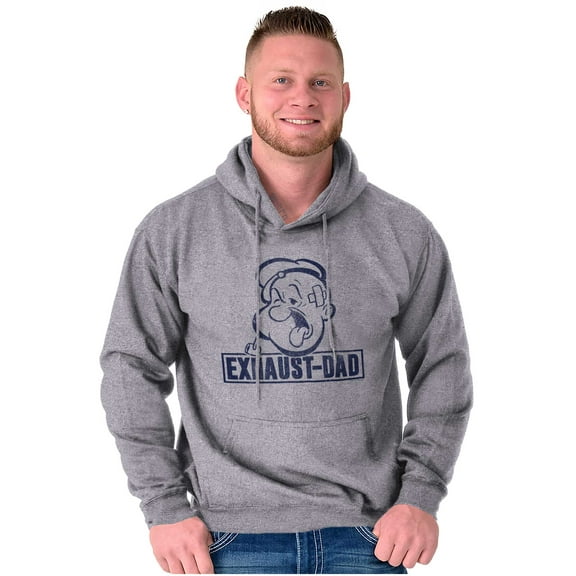 Funny Popeye Exhausted Dad Joke Hoodie Hooded Sweatshirt Men Brisco Brands S