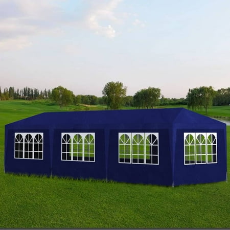 Patio Party Tent Outdoor Wedding Tent Gazebo Canopy BBQ Shelter Shed With 8 Wall Side, 10x30ft