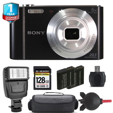 Sony Cyber-shot DSC-W810 Digital Camera + Extra Battery + Flash+ 1 Yr Warranty