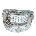 thumbnail image 1 of CTM®  Fleur de Lis Studded Rhinestone Belt (Women's), 1 of 3