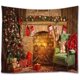 thumbnail image 1 of Tapiz de navidad, Navidad feliz navidad árbol ladrillo chimenea medias de pared colgantes tapices para la cama de la sala de estar dormitorio, 80x60 pulgadas, colorido Feliz Sencillez, 1 of 5