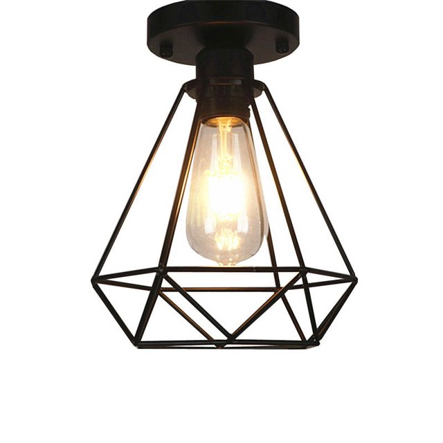 Negro, 1 paquete de lámpara de techo industrial E27, lámpara de jaula de metal vintage, iluminación de techo con suspensión retro Ø160 mm máx. Pantalla de 40 W para sala de estar, cocina, dormitorio,