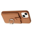 thumbnail image 5 of Compatible with iPhone 15 Wallet Phone Case,360°Rotation Finger Ring Holder Kickstand,with Card Holder,Lychee Pattern PU Leather Durable Shockproof Rugged Phone Case,Brown, 5 of 12