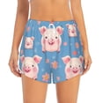 thumbnail image 2 of Balery Cute Pig Flowers Pantalones cortos deportivos para mujer con forro y dos bolsillos, elásticos, para entrenamiento, gimnasio, yoga-Large, 2 of 7