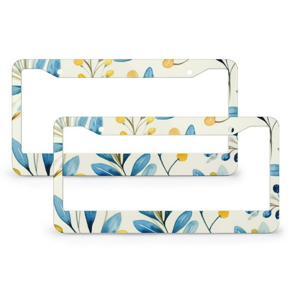 Watercolor Leaves And Berries License Plate Frames 2 Pieces Seasonal Autumn Harvest Vintage Thanksgiving License Plate Cover License Plate Novelty License Plate Frame Metal License Plate Cover