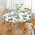 thumbnail image 2 of Round Tablecloth with Elastic Edge, Featuring Boho Cactus and Retro Desert Succulent Patterns, Waterproof Vinyl with Backing, Durable Table Cover for Indoor and Outdoor, 2 of 4