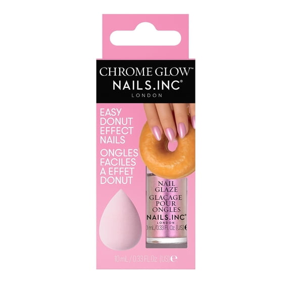 Nails.INC Chrome Glow Glazed Candy Easy Donut Effect Nails Kit, 2 Piece Set