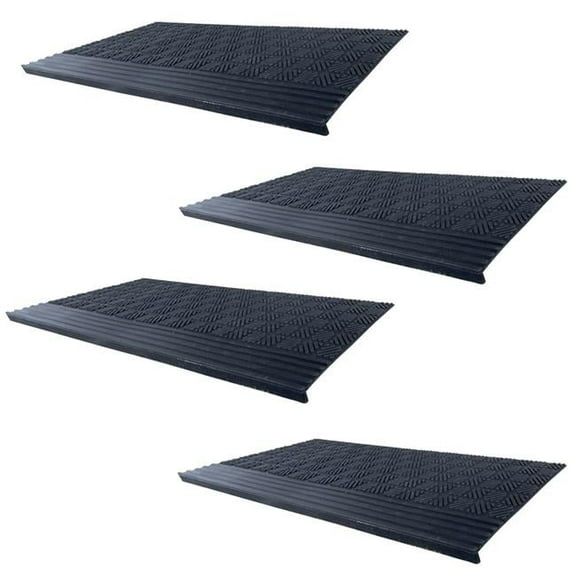 AmeriHome STMSQN10304 30 x 10 in. Bull Nose Rubber Stair Tread Set, 4 Piece