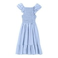 thumbnail image 5 of Toddler Girl Dress Ruffled Sleeve Tiered Swing A-Line Cotton Sky Blue Dress For Girls Birthday Dress Girls Summer Princess Party Dress, 5 of 8