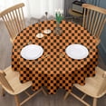 thumbnail image 3 of Orange and Black Checkered Pattern Round Tablecloth 60"x60",Wrinkle Wipeable Table Cloth for Kitchen Dining Room Picnic Patio Party, 3 of 6