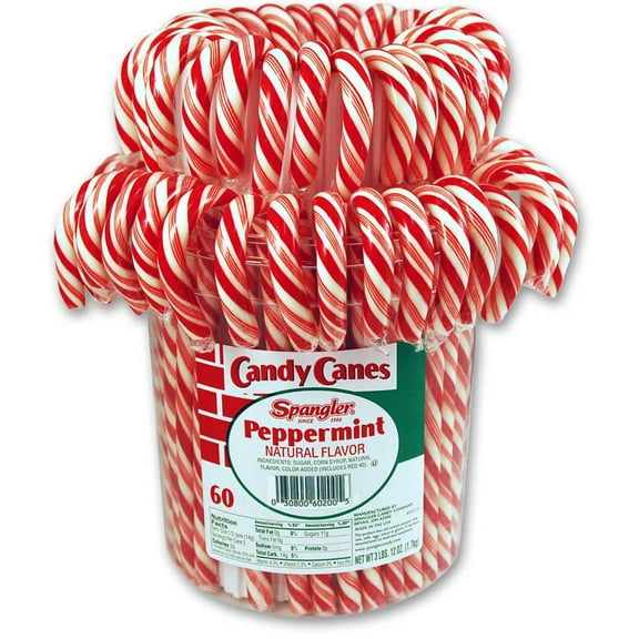 Red and White Peppermint Flavor Large Candy Canes 1-60 Count Jar