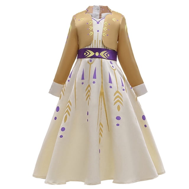 Disney Frozen Snow Queen Elsa vestido princesa Anna Halloween Cosplay disfraz para niñas niños malla blanca ropa de fiesta de graduación Vestido2T (etiqueta 100) Gao Jinjia LED