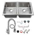 thumbnail image 1 of Fregadero Tarja Submontar Doble Tina Acero Inox Lujo C/kit, 1 of 5