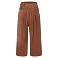 thumbnail image 3 of Pantalon Court Décontracté en Coton et Lin avec Poches et Boutons pour Femmes, 3 of 10