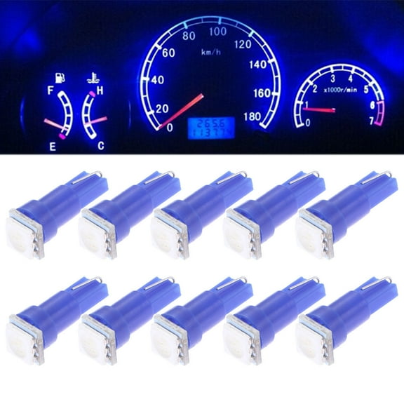 ROMANSENTIAL Auto Interior Lights 10Pcs Blue T5 5050 Smd Wedge Led Dash Bulbs