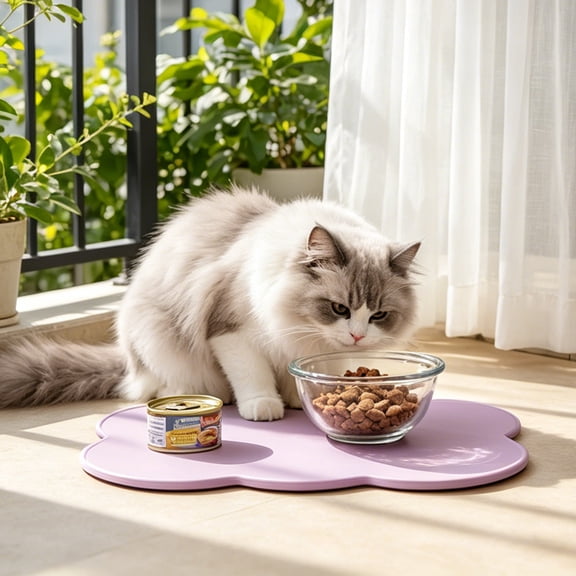 Pet Food Mat, Dog Cat Placemat, Silicone Spill Proof Waterproof Non-Slip Feeder Tray for Pets, Easy Clean, 6 Colors Available