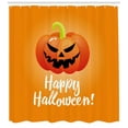 thumbnail image 3 of Ambesonne Halloween Shower Curtain, Spooky Smiling Pumpkin, 69"Wx75"L, Orange Scarlet and Lime Green, 3 of 3