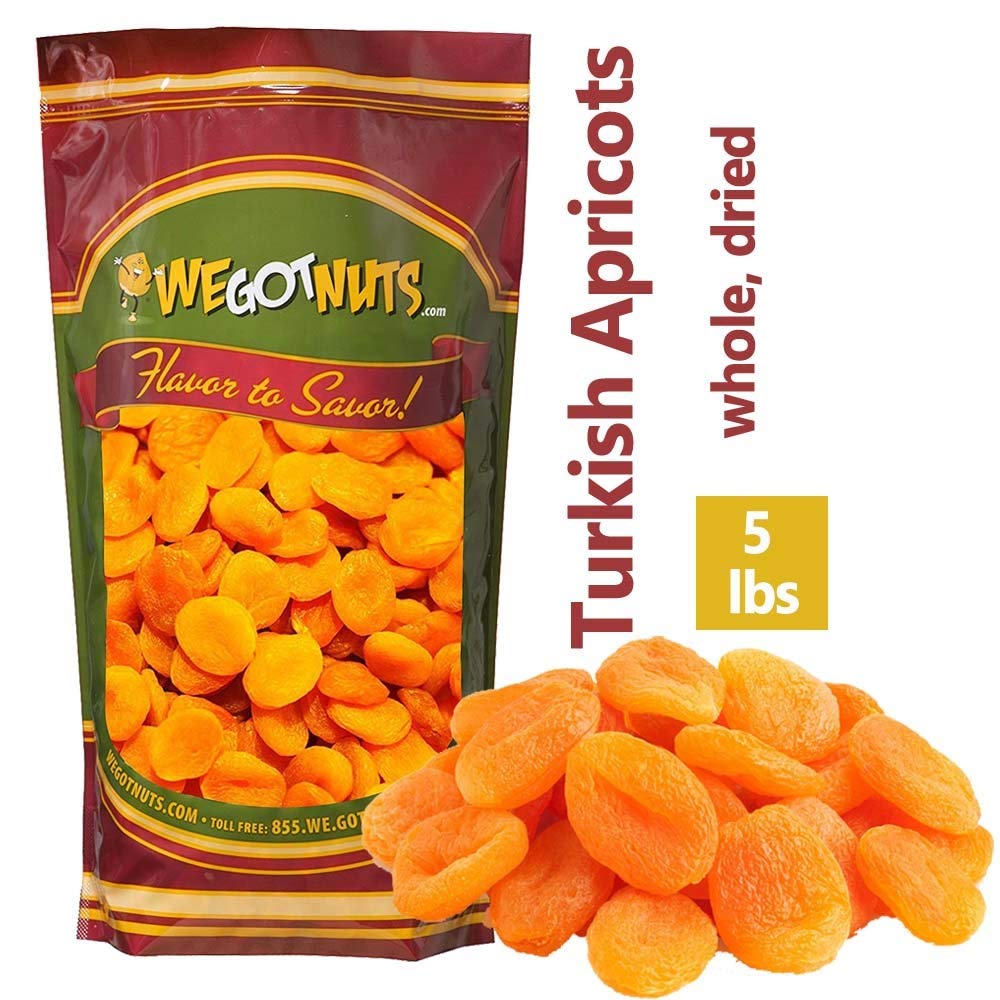 Apricots Whole, Dried, Turkish in Resalable Bag 5 Pounds
