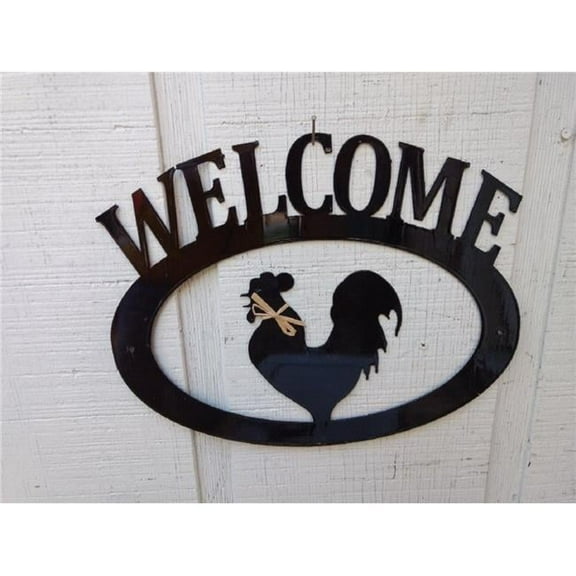 The Lazy Scroll  Rooster Metal Welcome Sign