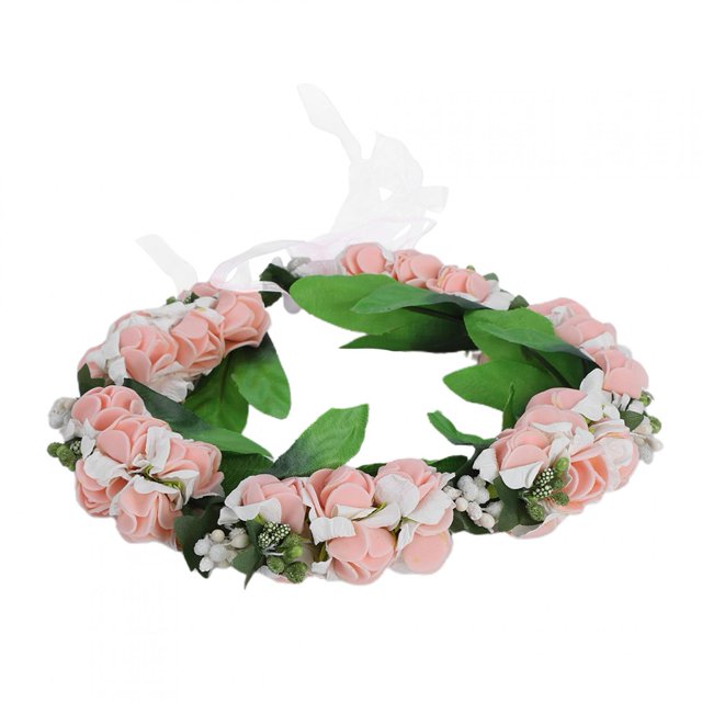 Blantye Corona de Flores Artificiales Corona Guirnalda Diadema niña Accesorios para el Cabello Sombreros para Suministros de Boda(Rosado)