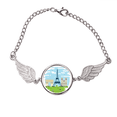 thumbnail image 1 of Torre Eiffel Francia Landmark ilustración Pulsera pulsera pulsera alas de ángel pulsera, 1 of 3