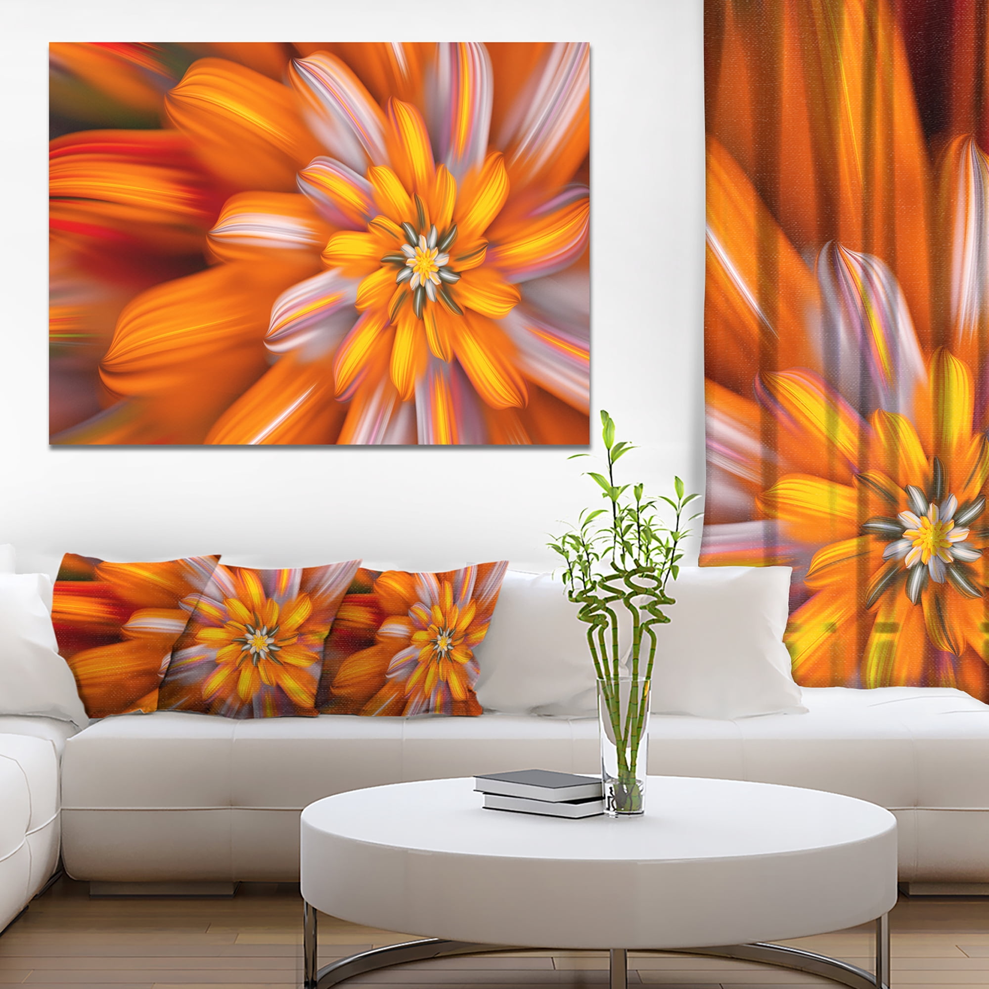 Designart 'Massive Orange Fractal Flower ' Floral Canvas Art Print