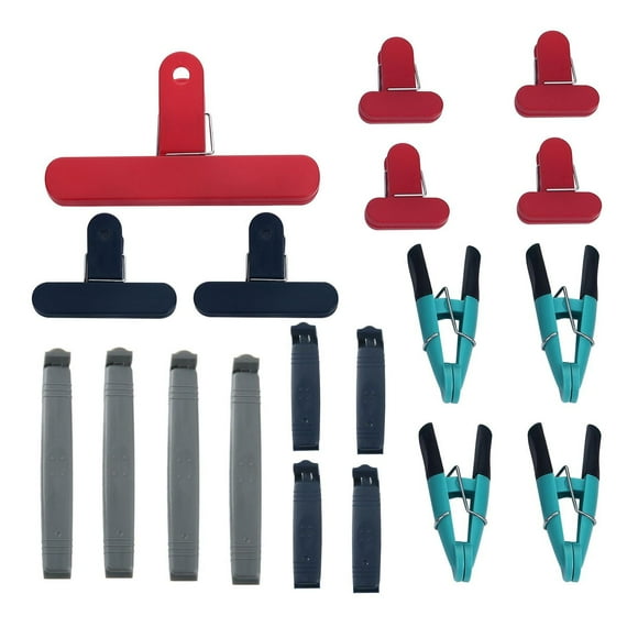 Mainstays 19 Piece Assorted Size Multicolor Bag Clips, Mainstays 19 Piece Bag Clips