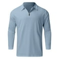 thumbnail image 4 of Spring Saving GaThRRgYP Mens Shirt with Long Sleeve,Men Casual Solid Turndown Pullover Zipper High Elastic Blouse, 4 of 5