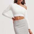 thumbnail image 7 of Ahabrexf 1 Shoulder Top, Winter Solid Color Knitted Pullover Sweater with Short Twisted Style, 7 of 7