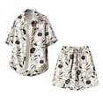 thumbnail image 4 of BLTIBY Men's Summer Beach Outfits 2 Piece Printed Short Sleeve Button Shirts and Drawstring Shorts Vacation Sets with Pockets Lightweight Beige XL, 4 of 9