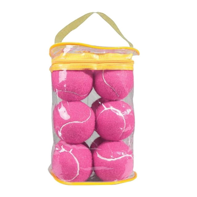 Paquete de 12 pelotas de tenis, pelotas de tenis para perros con bolsa de almacenamiento, pelotas de entrenamiento elásticas, pelotas de ejercicio par Rosa