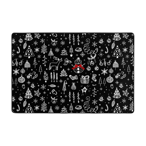 XMXT Non-Slip Area Rug, Christmas Style Line Illustration Polyester Rugs for Living Room, 72 x 48 inches