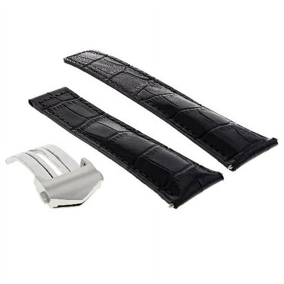 19MM LEATHER WATCH BAND STRAP FOR TAG HEUER CARERRA TWIN TIME   DEPLOYMENT CLASP