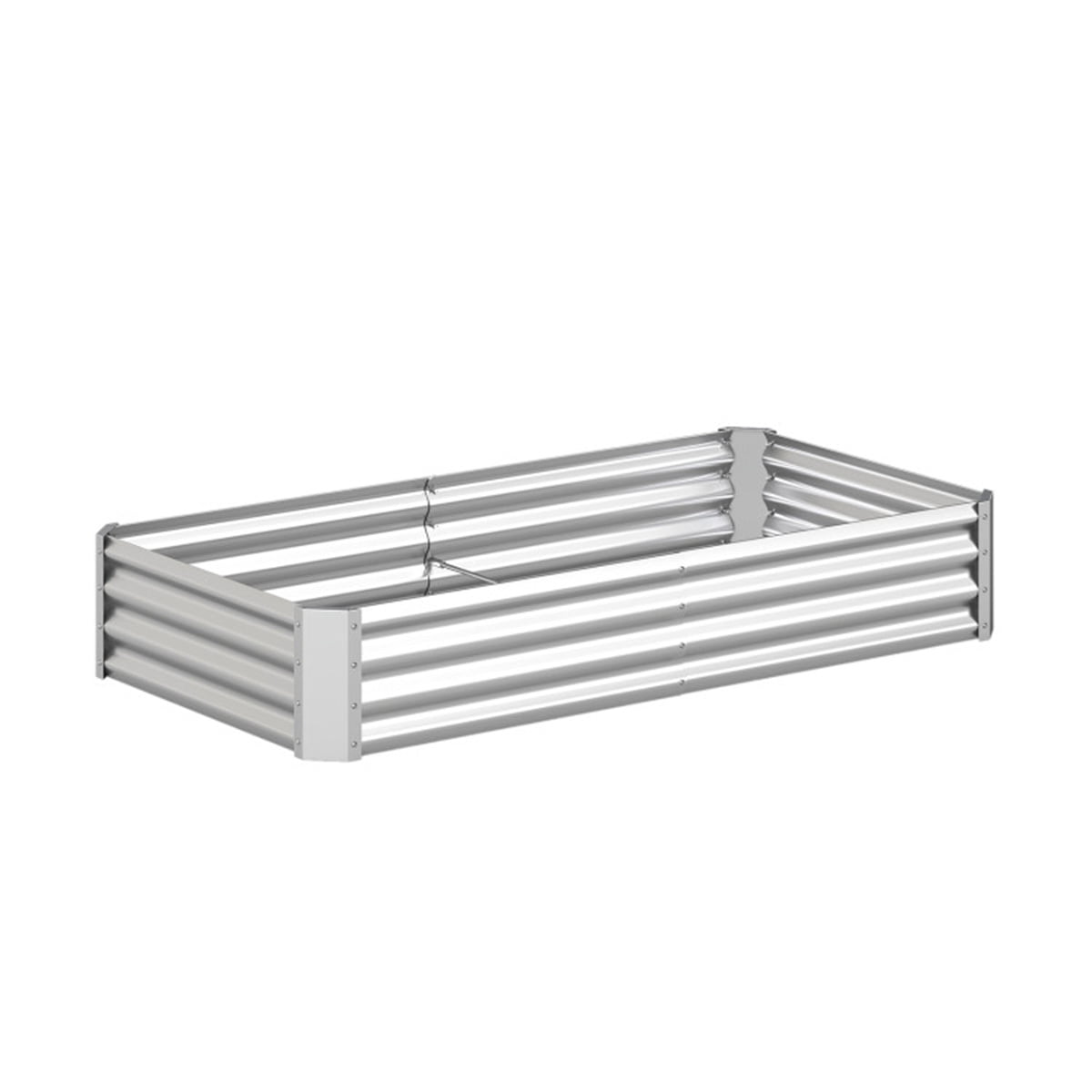 ZHICHUN  6x3x1 Ft Galvanized Steel Raised Garden Bed Silver Open Base Outdoor Planter Box For Vegetables Flowers Herbs